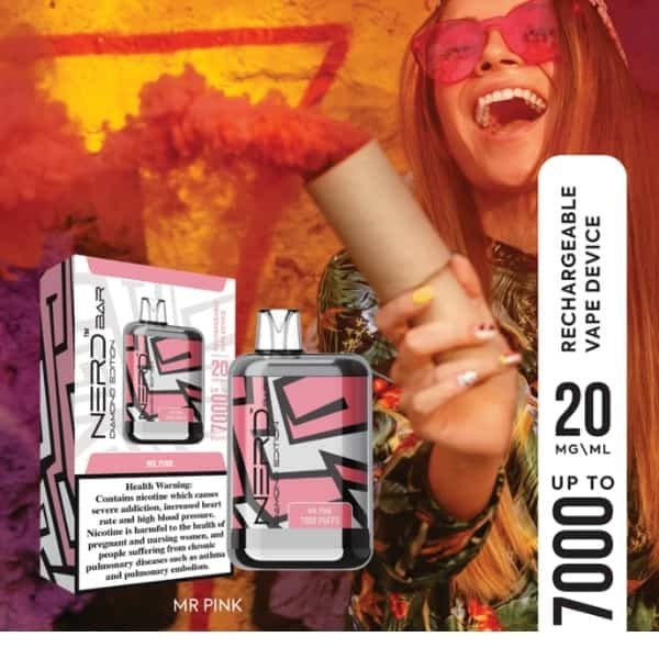 Nerd Diamond 7000 Puffs : The Best Diposable Vape in Dubai mr pink