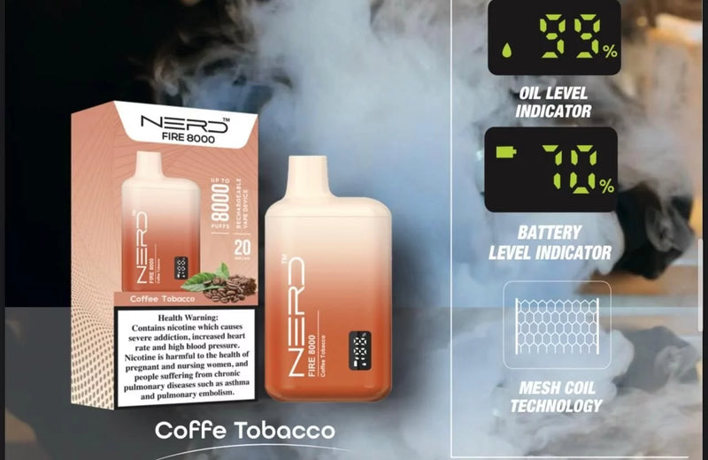 NERD™ FIRE 8000 PUFFS COFFE TOBACCO