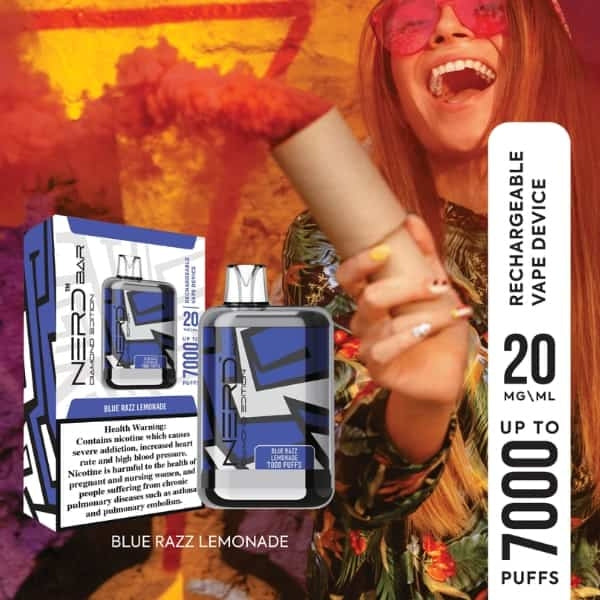 Nerd Diamond 7000 Puffs : The Best Diposable Vape in Dubai blue razz lemonade