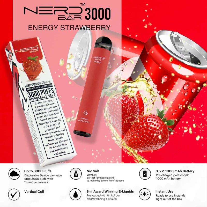 NERD™ BAR 3000 PUFFS ENERGY STRAWBERRY
