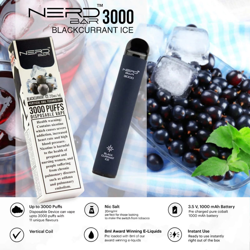 NERD™ BAR 3000 PUFFS BLACKCURRANT ICE