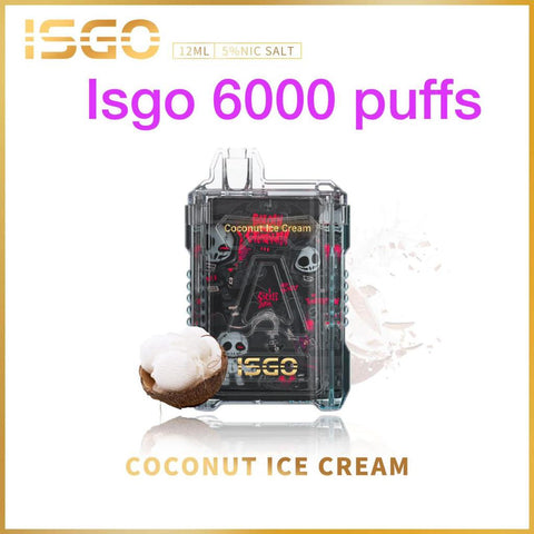 ISGO DISPOSABLE VAPE 6000 PUFFS COCONUT ICE CREAM
