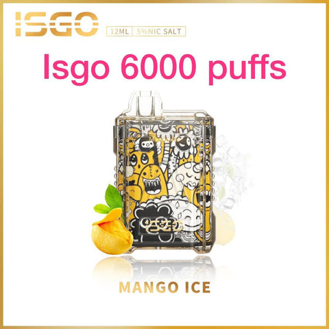 ISGO DISPOSABLE VAPE 6000 PUFFS MANGO ICE