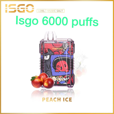 ISGO DISPOSABLE VAPE 6000 PUFFS PEACH ICE
