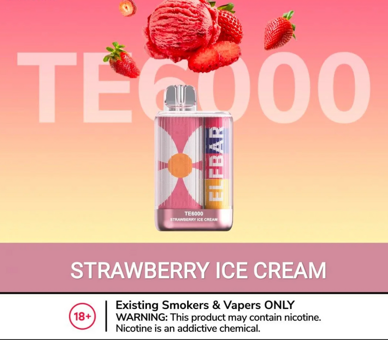 ELF BAR TE6000 DISPOSABLE VAPE IN DUBAI strawberry ice cream