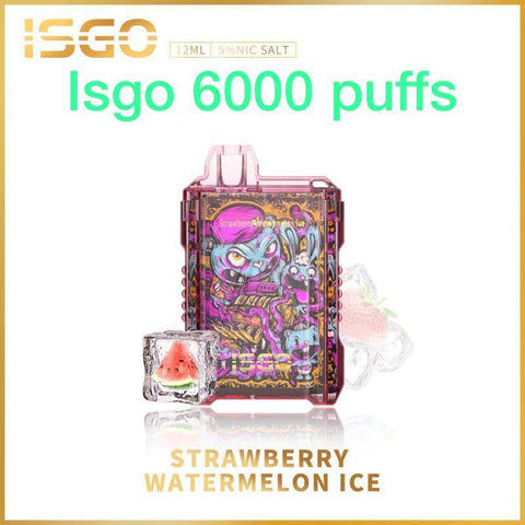 ISGO DISPOSABLE VAPE 6000 PUFFS STRAWBERRY WATERMELON ICE
